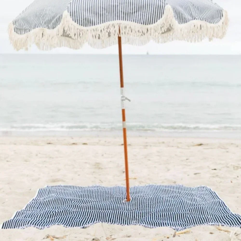 Business & Pleasure Beach Blanket Oversized Lauren's Navy Stripe